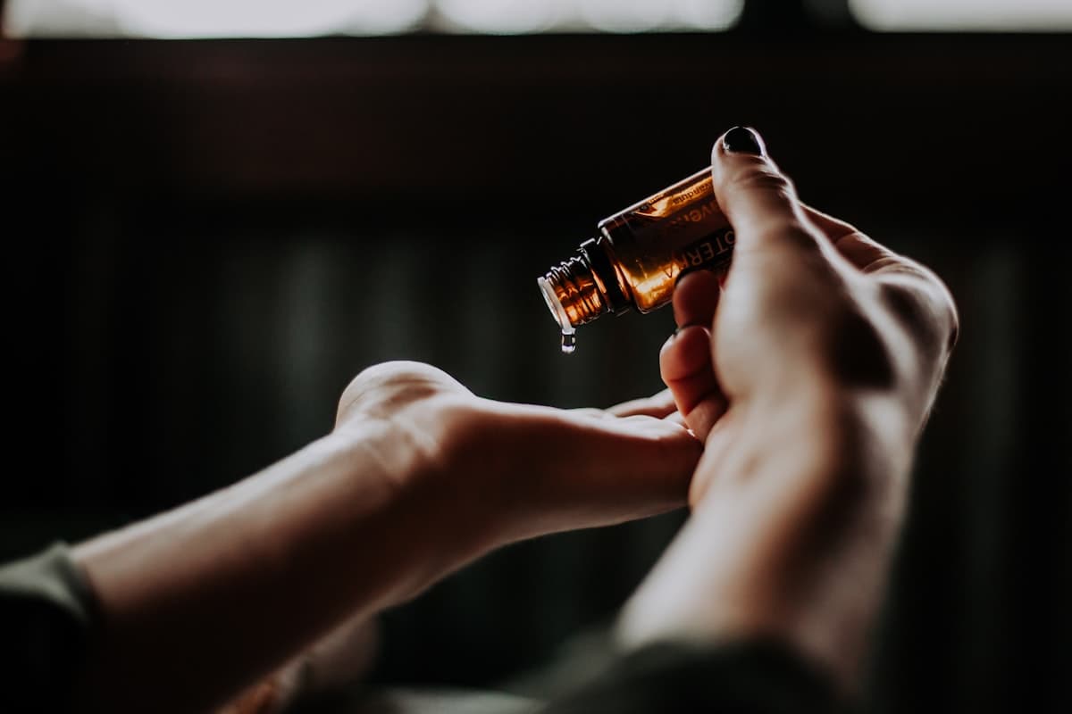 Essential oil drop prepared for an aromatherapy massage